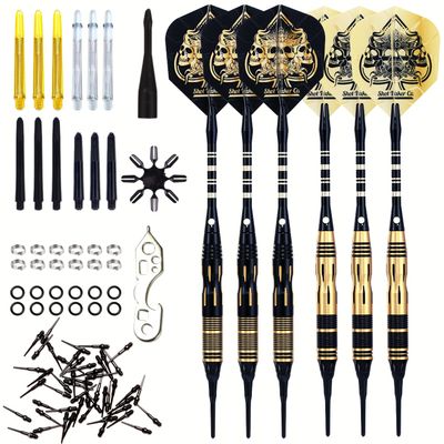 SHOT TAKER CO. EST. 2017 Soft Tip Darts Set - Professional Darts with Customizable Configuration, Aluminum & Plastic Shafts, O-Rings, Flights, Dart Tool, 50PC Extra 2BA Tips (19g-Black C-STC10443)