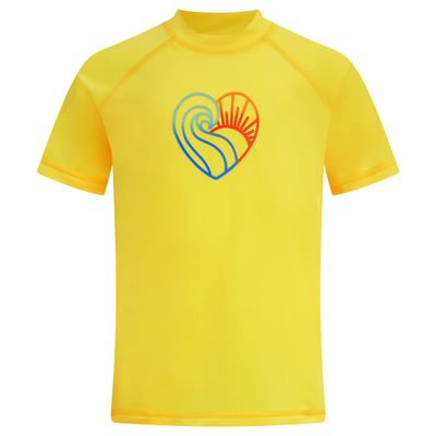 Kanu Surf girls Jade Upf 50+ Sun Protective Rashguard Swim Rash Guard Shirt, Sun-up Yellow, 10 Years US