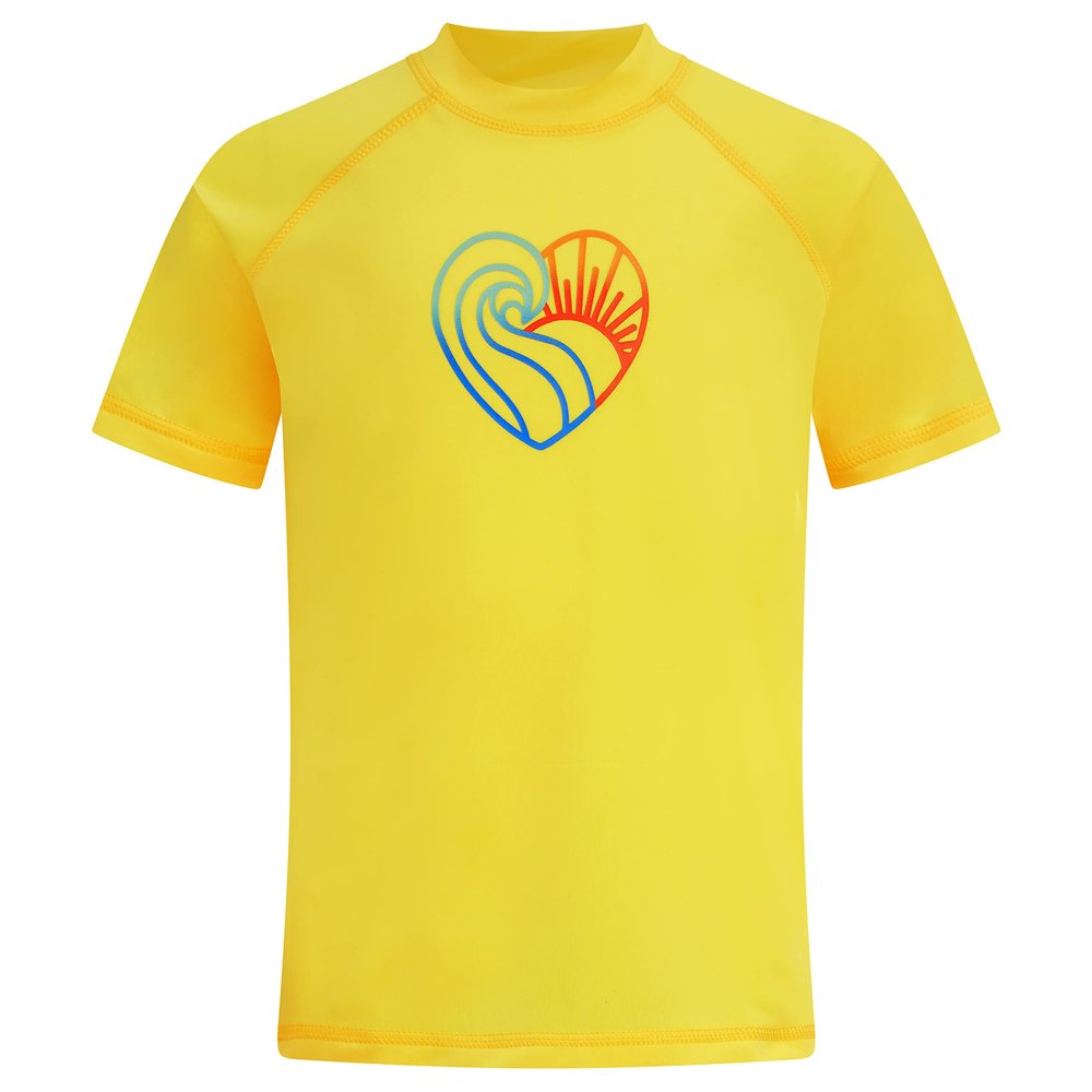 Kanu Surf girls Jade Upf 50+ Sun Protective Rashguard Swim Rash Guard Shirt, Sun-up Yellow, 10 Years US