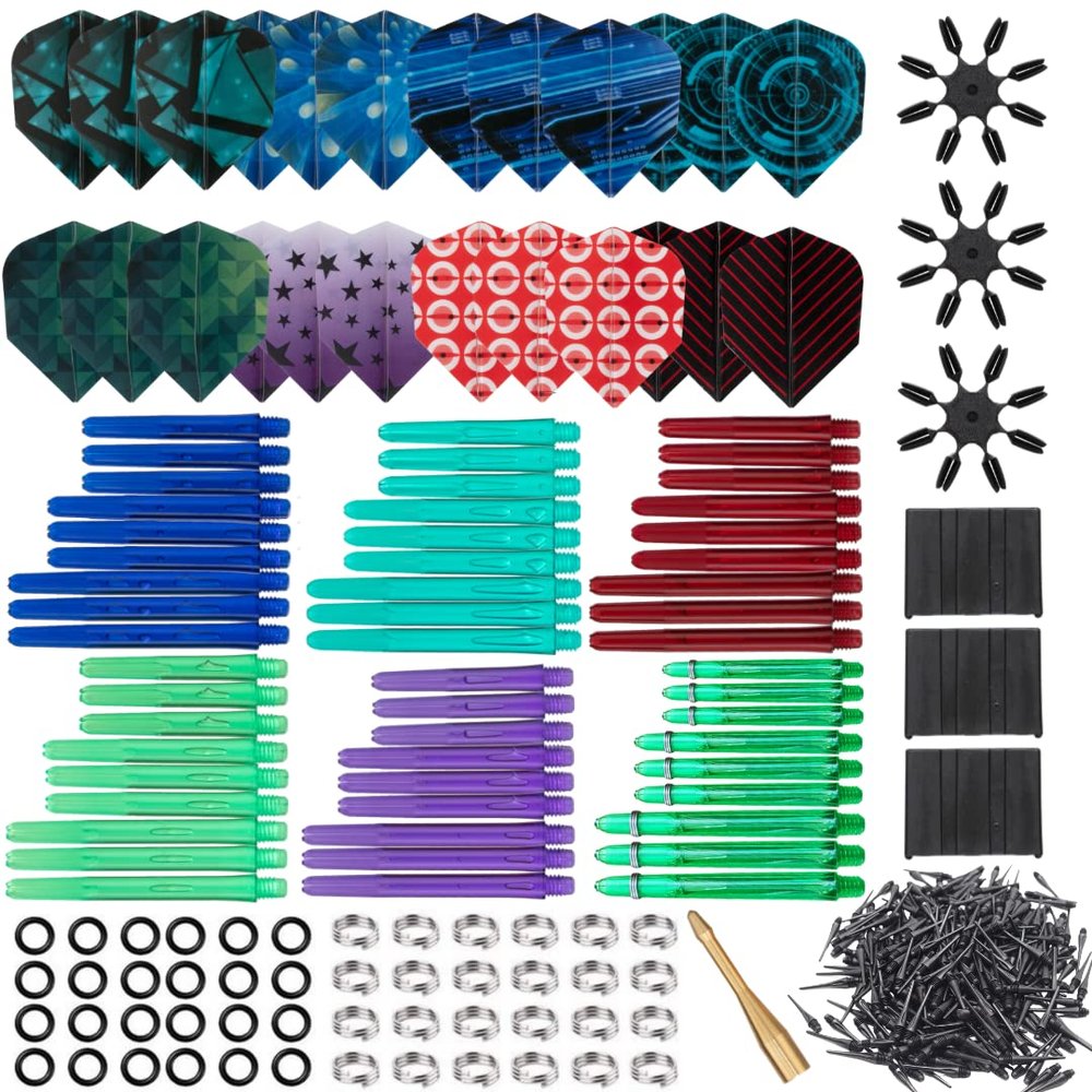 SHOT TAKER CO. EST. 2017 Deluxe Darts Tune up Kit Box | Flights, Sharpener, Shafts, O-Rings, Flight Savers, Accessories (10446-Flights/Shafts/Tips)