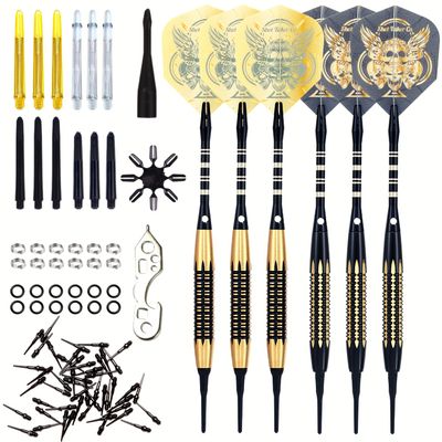 SHOT TAKER CO. EST. 2017 Soft Tip Darts Set - Professional Darts with Customizable Configuration, Aluminum & Plastic Shafts, O-Rings, Flights, Dart Tool, 50PC Extra 2BA Tips (18g-Grey D-STC10444)