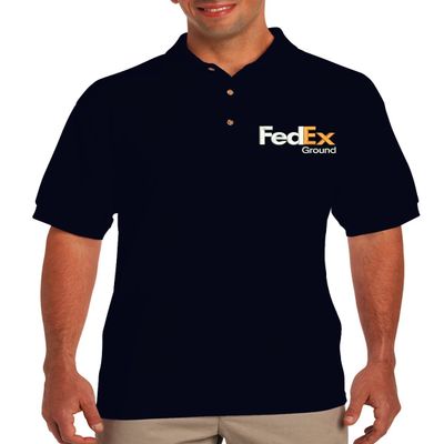 ALLNTRENDS FedEx Men's Polo T Shirt Embroidered FedEx Ground Apparel (M, White Orange Print)