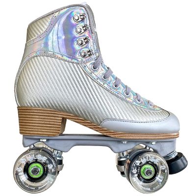 Atom Jackson Vibe Tan Sole, Nylon Plate, Clear Glitter Lite Wheels/Silver/Vibe/Womens Size 6