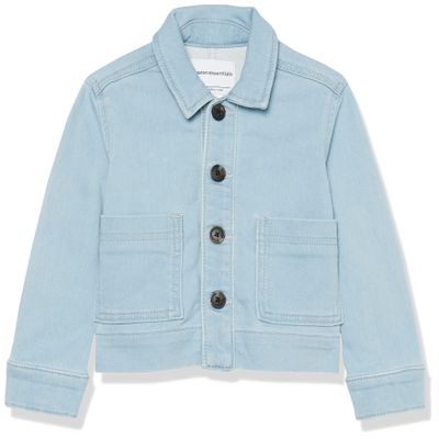 Amazon Essentials Unisex Toddlers' Relaxed Fit Denim Chore Jacket, Light Denim Blue, 3T