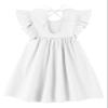 Dutebare Toddler Girl Dress Cotton Linen Halter Ruffle Sleeveless Dresses Kids Casual Summer Sundress White 120 view 3