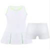 TiaoBug Kids Girls Golf Tennis Dress Outfits Racerback Tank Tops and Skirt Set with Built-in Shorts Sport Skort Set Cross Back White 14 view 1