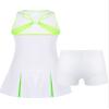 TiaoBug Kids Girls Golf Tennis Dress Outfits Racerback Tank Tops and Skirt Set with Built-in Shorts Sport Skort Set Cross Back White 14 view 2