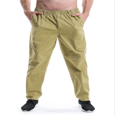 Men's Lightweight Casual Pants Elastic Waist Pull On Work Travel Boys Husky Pants Khaki 30