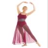 Sywiyi Womens Lyrical Asymmetrical Mesh Split Dress Spaghetti Strap Leotard Dress Ballet Dance Costumes Wine Red X-Small view 2
