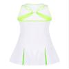 TiaoBug Kids Girls Golf Tennis Dress Outfits Racerback Tank Tops and Skirt Set with Built-in Shorts Sport Skort Set Cross Back White 10 view 4