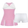 TiaoBug Kids Girls Golf Tennis Dress Outfits Racerback Tank Tops and Skirt Set with Built-in Shorts Sport Skort Set Cross Back Pink 14 view 2