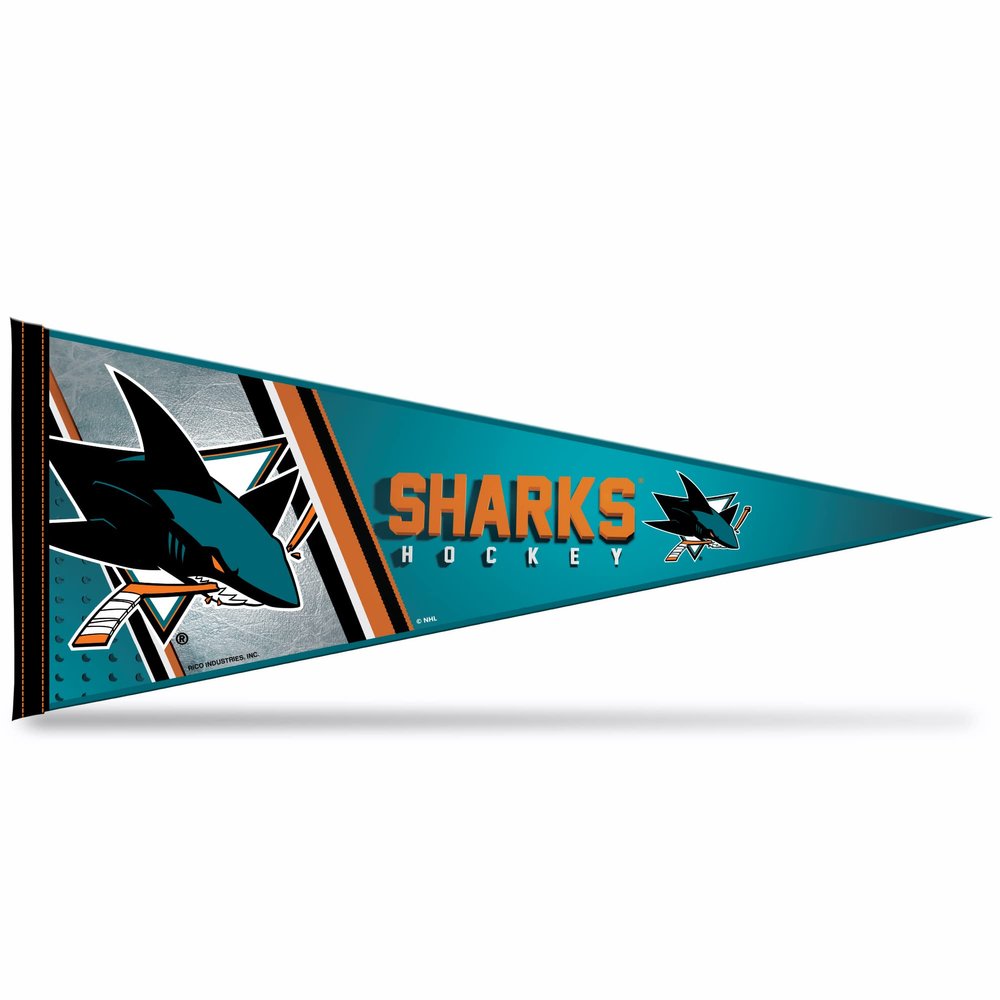 Rico Industries NHL Hockey San Jose Sharks Primary 12" x 30" Felt Wall Dcor Pennant - Great for Home/Bed Room/Man Cave Dcor