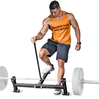 Bells of Steel Deadlift Jack 2.0 Premium Barbell Jack | Long Handle Deadlift Bar Jack | Bar Jack Durable Nylon Rollers for Easier Bar Centering | Protective UHMW Deadlift Stand, 800lb Capacity