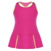 TiaoBug Kids Girls Golf Tennis Dress Outfits Racerback Tank Tops and Skirt Set with Built-in Shorts Sport Skort Set Cross Back Rose Red 14 view 3