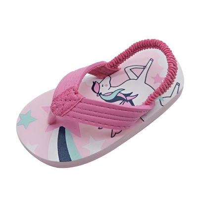 Toddler Girls & Boys Flip Flops Kids EVA Sandals Summer Outdoor Water Shoes with Adjustable Elastic Strap Beach Slippers (Hot Pink-1, 15-18Months)