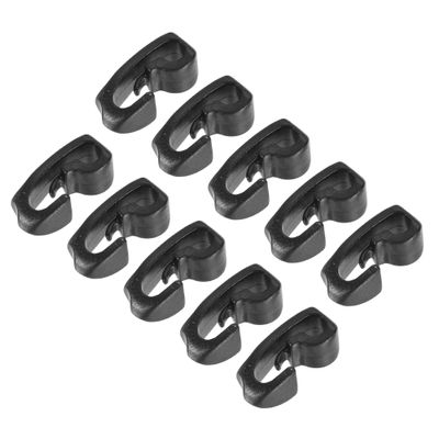 MECCANIXITY Camping Snaps Hooks Plastic Buckles, 4mm Hole Clip Accessories for Tent Canopy, Black Pack of 10