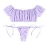 Avidlove Bra and Panty Set Cute & Sexy Chiffon Ruffle Lingerie Set Mesh Babydoll Chemise Lavender S view 2