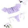 Avidlove Bra and Panty Set Cute & Sexy Chiffon Ruffle Lingerie Set Mesh Babydoll Chemise Lavender S view 3