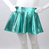 RUNQHUI Kids Girls Shiny Metallic Pleated Skirt with Built-in Shorts for Ballet Jazz Dancewear Pleated Skater Skirts Lake_Green 8 Years view 3