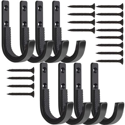 GOHIKING Gun Rack,8 Pcs Gun Racks Wall Hooks Rifles Shotgun Hooks 4Pairs Wall Mount Hangers for Any Rifles Shotguns Archery Bow with Soft EVA Padding and Heavy Duty Steel