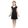 RUNQHUI Kids Girls Flowy A-Line Skirts Knee Length Vintage Pleated Swing Midi Skirt School Uniform Dancewear Black 14 Years view 3