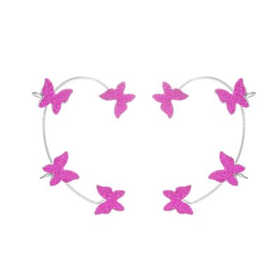 1 Pair Glitter Butterfly Cuff Earrings Zirconia Crystal No Piercing Fake Adjustable Ear Cuff Clip Wrap Around for Women Wrap Crawler Jewelry-Rose