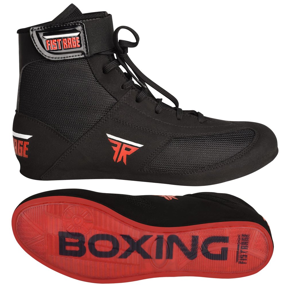 FISTRAGE Leather Kick Boxing Shoes Fighting Sports Master Training Mesh Unisex Pro Men's and Youth Genuine Boot Light Weight | Black Color Boxing Shoes for Adults (Black Low-Top, 45)