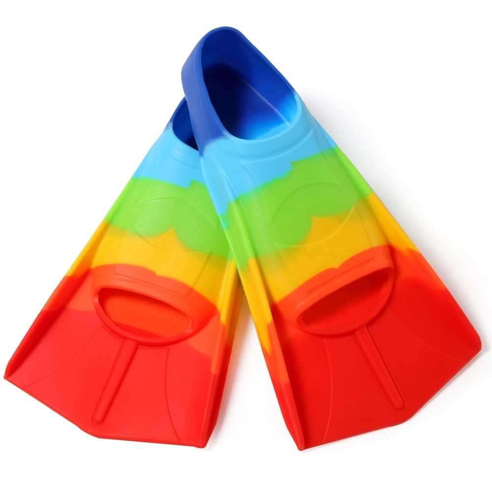 Foyinbet Kids Swim Fins,Short Kids Fins Youth Swimming Flippers for Lap Swimming Training for Children Girls Boys Beginners Small