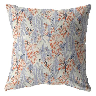 HomeRoots 20" Orange Lavender Tropics Suede Throw Pillow