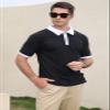 Rela Bota Men's Short Sleeve Polo Shirts Fashion Zipper Polos Casual Slim Fit T-Shirt Black with White XL view 2