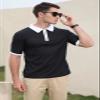 Rela Bota Men's Short Sleeve Polo Shirts Fashion Zipper Polos Casual Slim Fit T-Shirt Black with White XL view 3