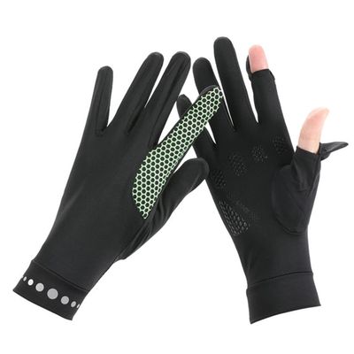 RUIXIA Mens Women Driving Gloves Summer UV Sun Protection Gloves Non-Slip Touchscreen Ice-Silk Sunblock Gloves for Cycling Riding, Standard Black, One Size