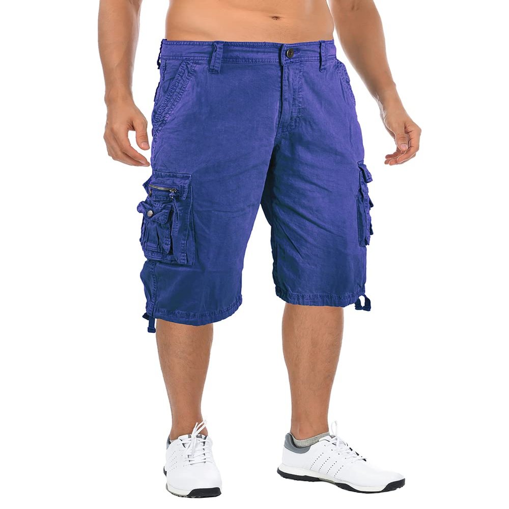 Causal Cargo Shorts Men's Staight Fit Twill Cotton Below Knee Cotton Work Shorts Multi Pocket