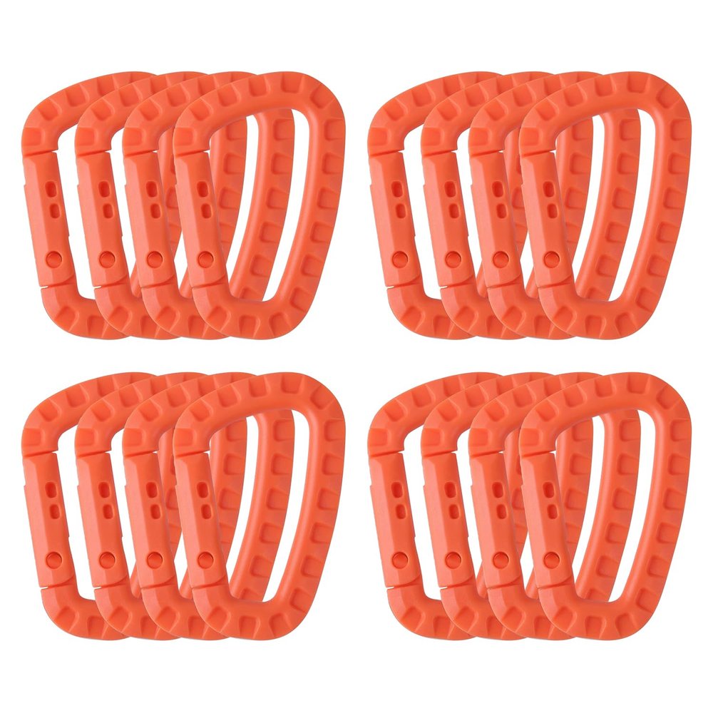 16 Pack Tactical Carabiners Keychain D Rings Spring Snap Gear Clip Utility Hooks Backpack Hanging Buckle Travelling for Camping