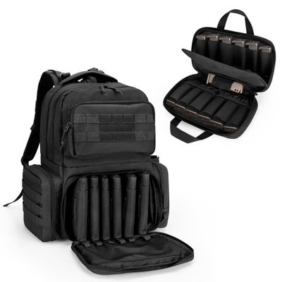 DSLEAF Tactical Pistol Backpack with Pistol Magazine Storage Bag for 6 Handguns and 23 Magazines