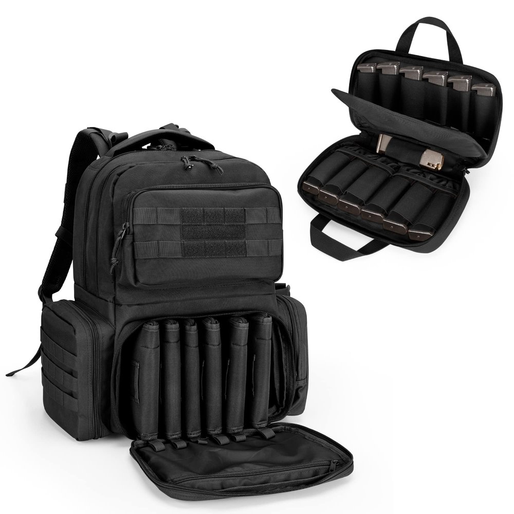 DSLEAF Tactical Pistol Backpack with Pistol Magazine Storage Bag for 6 Handguns and 23 Magazines