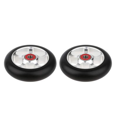 LINFFSTR 2pcs 100mm Scooter Wheels Pair Aluminum Alloy Stunt Scooter Wheels Smooth Bearing Installed Kick Scooter Wheels Set Scooter Replacement Wheels (Color : Silver)