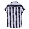 QWENTMTNTY Mens Button Up Shirts Short Sleeve Vertical Stripe Summer V Neck Top Fashion Hippie Casual Contrast Poplin Shirt A-Gray view 2
