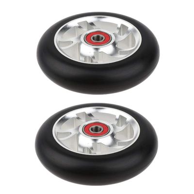 LINFFSTR 2pcs 100mm Scooter Wheels Pair Aluminum Alloy Stunt Scooter Wheels Smooth Bearing Installed Kick Scooter Wheels Set Scooter Replacement Wheels (Color : White)
