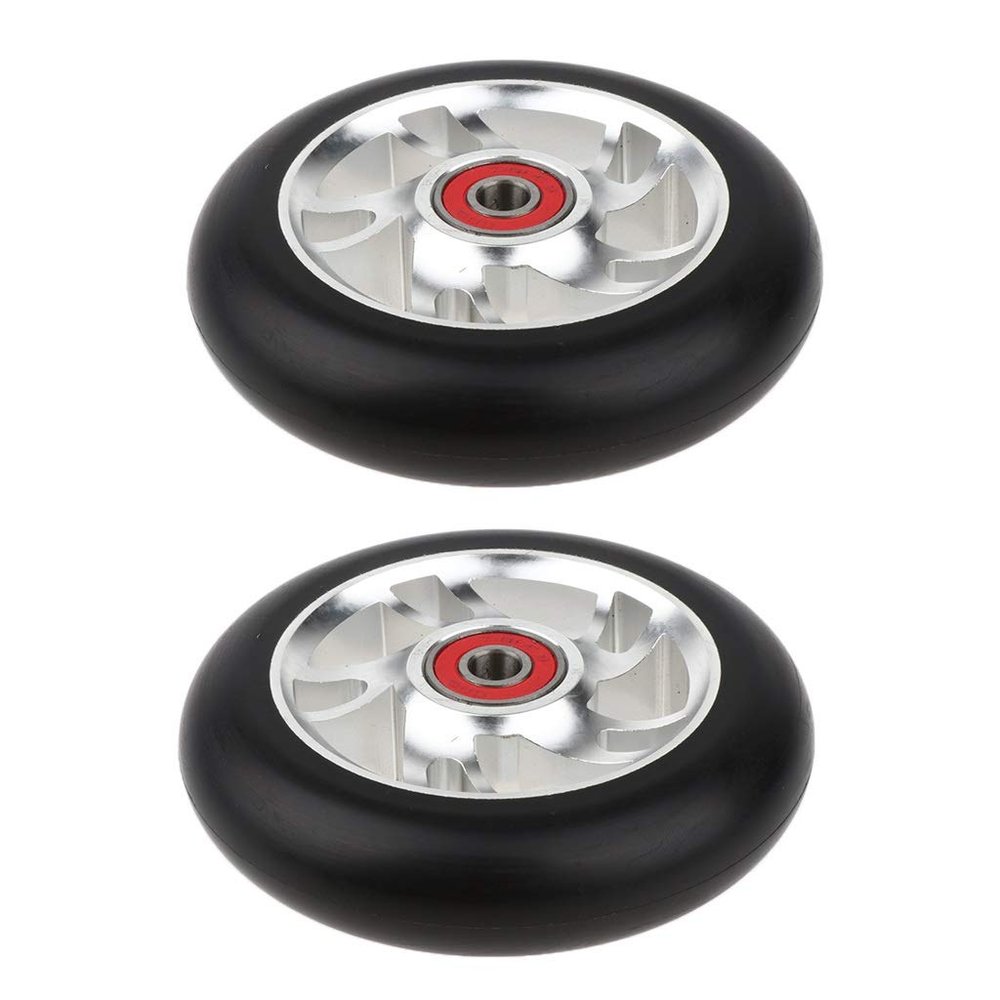 LINFFSTR 2pcs 100mm Scooter Wheels Pair Aluminum Alloy Stunt Scooter Wheels Smooth Bearing Installed Kick Scooter Wheels Set Scooter Replacement Wheels (Color : White)
