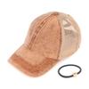 C.C Kids Criss-Cross Elastic Band Stone Washed Denim Baseball Pony Cap for Kids (KIDS-BT-1009) (A Crossed Elastic Band-Stone Washed Orange) view 1