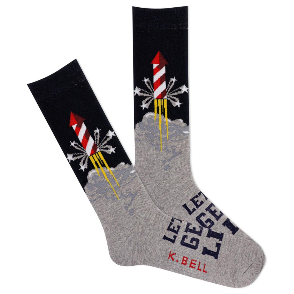 K. Bell Men's Let's Get Lit Crew Sock 1 Pair, Gray, Men's Shoe Size: 6-12
