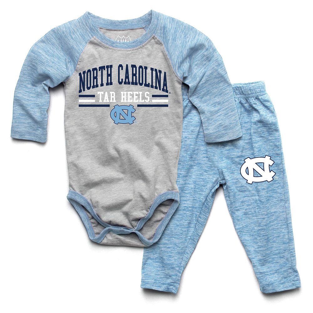 Wes and Willy Baby Sports Fan North Carolina Tar Heels One Piece and Pant Set 18M