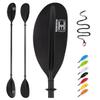 OCEANBROAD Adjustable Carbon Fiber Kayak Paddle 86in/220cm to 94in/240cm Kayaking Oar with Paddle Leash 1 Paddle, Black view 1