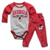 Wes and Willy Baby Sports Fan Georgia Bulldogs One Piece and Pant Set 12M view 1