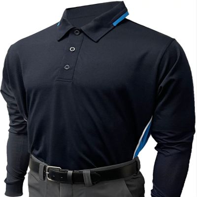 Smitty Men's Collegiate Softball Body Flex Long Sleeve Umpire Shirt (X-Large, Midnight Navy/Bright Blue)