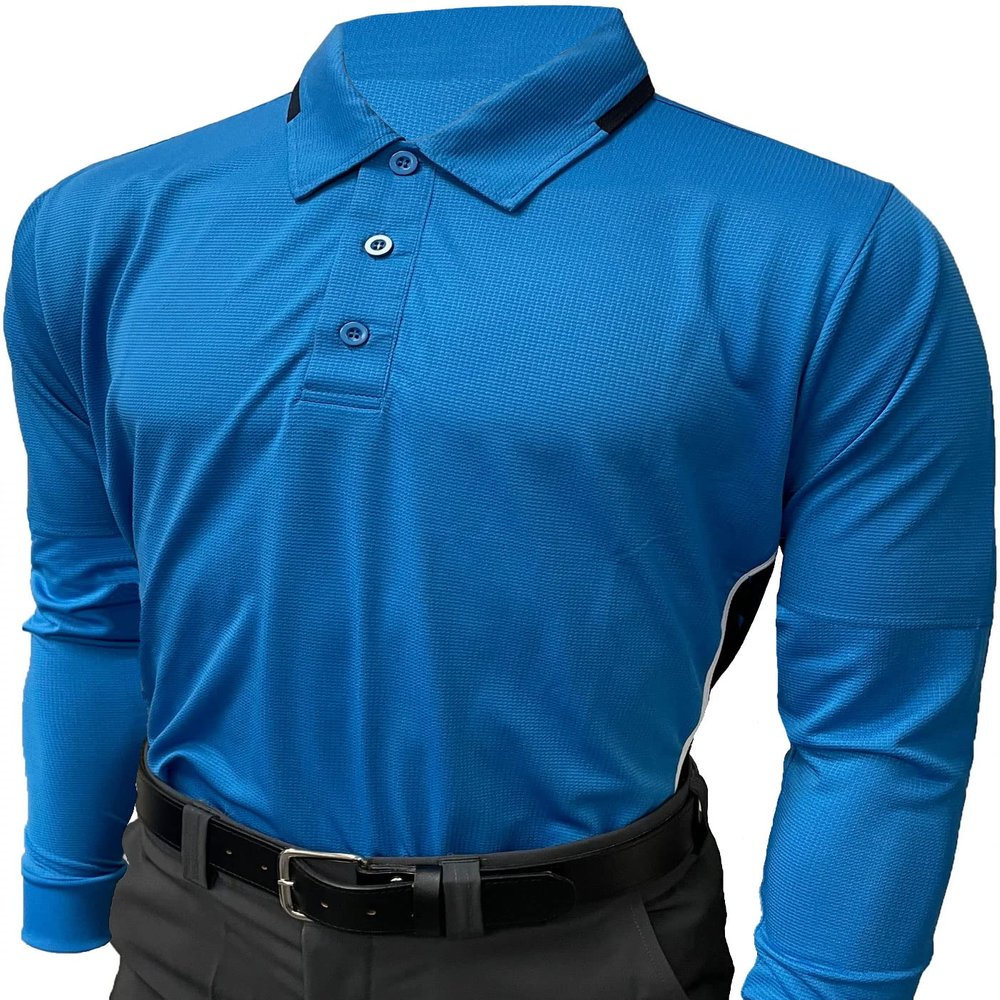Smitty Men's Collegiate Softball Body Flex Long Sleeve Umpire Shirt (Large, Bright Blue/Midnight Navy)