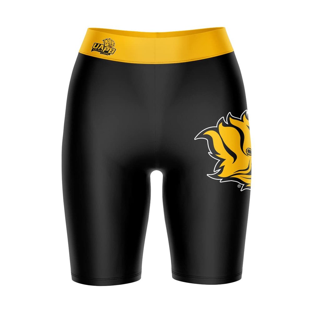 Vive La Fete University of Arkansas Pine Bluff Golden Lions Game Day Logo Black & Yellow Women's Biker Short 9" Inseam