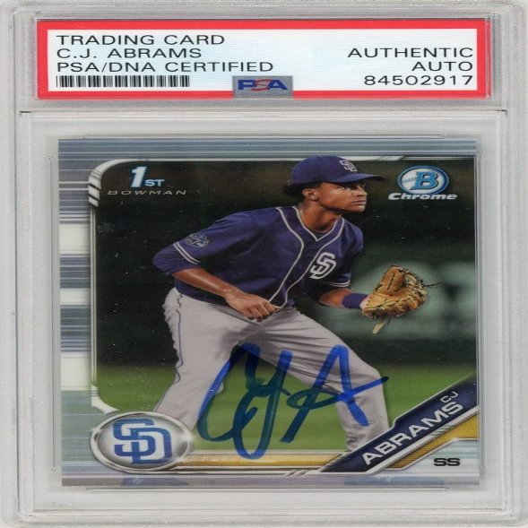 CJ Abrams 2019 Bowman Draft Chrome Refractor Autographed Card #BDC-85 - PSA/DNA