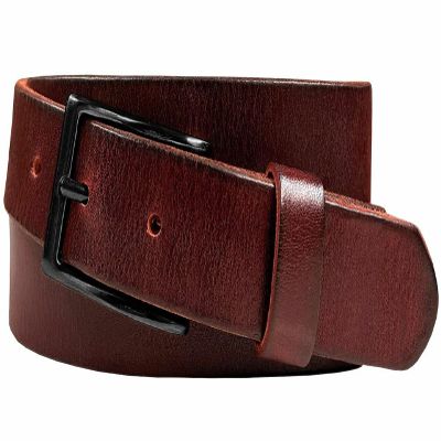 Men's Belts Full Grain Genuine Leather One Piece Casual Dress Belt 1-1/8" (30mm) wide (Burgundy-Black, 40)